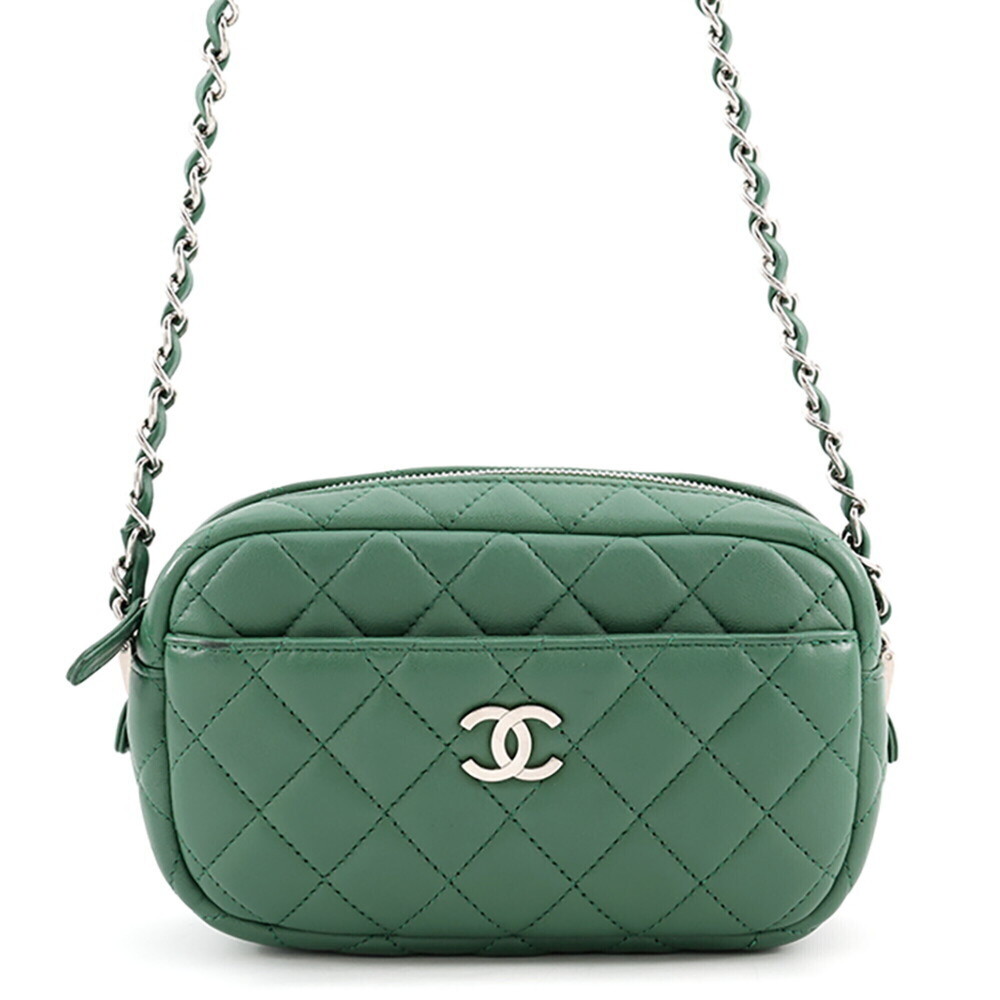 Chanel Chain Shoulder Bag Matelassé Coco Mark Camera Case Lambskin A91796 CHA...